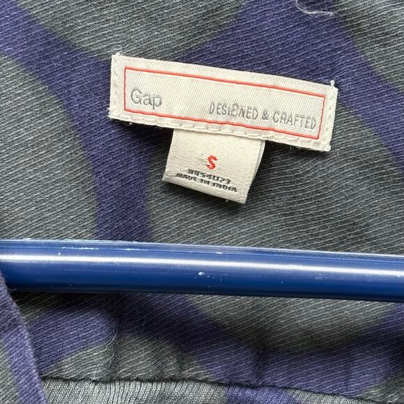 Gap Navy Blue Green Circle Blouse, Split Neck, 3/4 Sleeves, Women's Size S - Picture 2 of 6